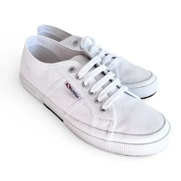 Superga Cotu Classic White Sneakers Women’s Size 8 Low Top Canvas Lace Up Shoes - Picture 1 of 11